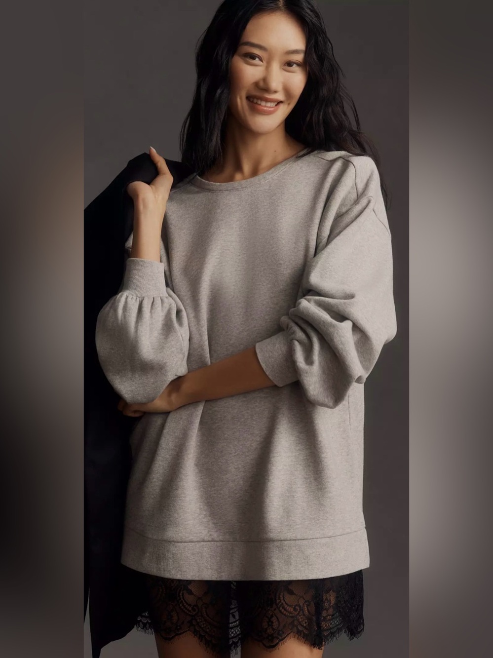 Anthropologie Pilcro Lace Pullover Sweatshirt